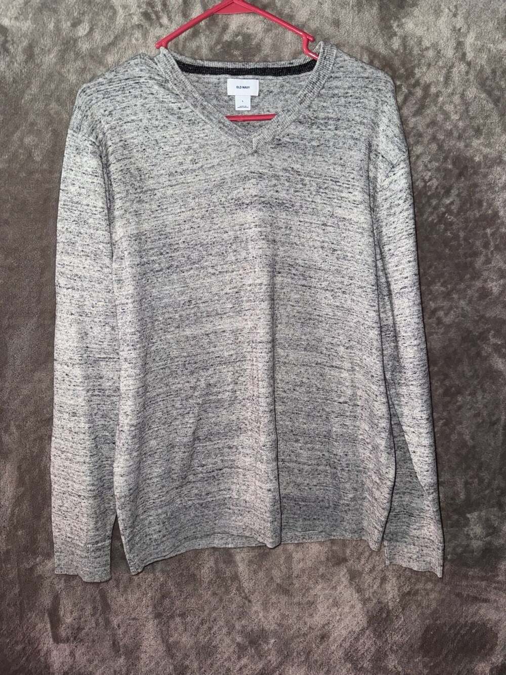 Old Navy Men's Gray Marled V-Neck Sweater Size Large